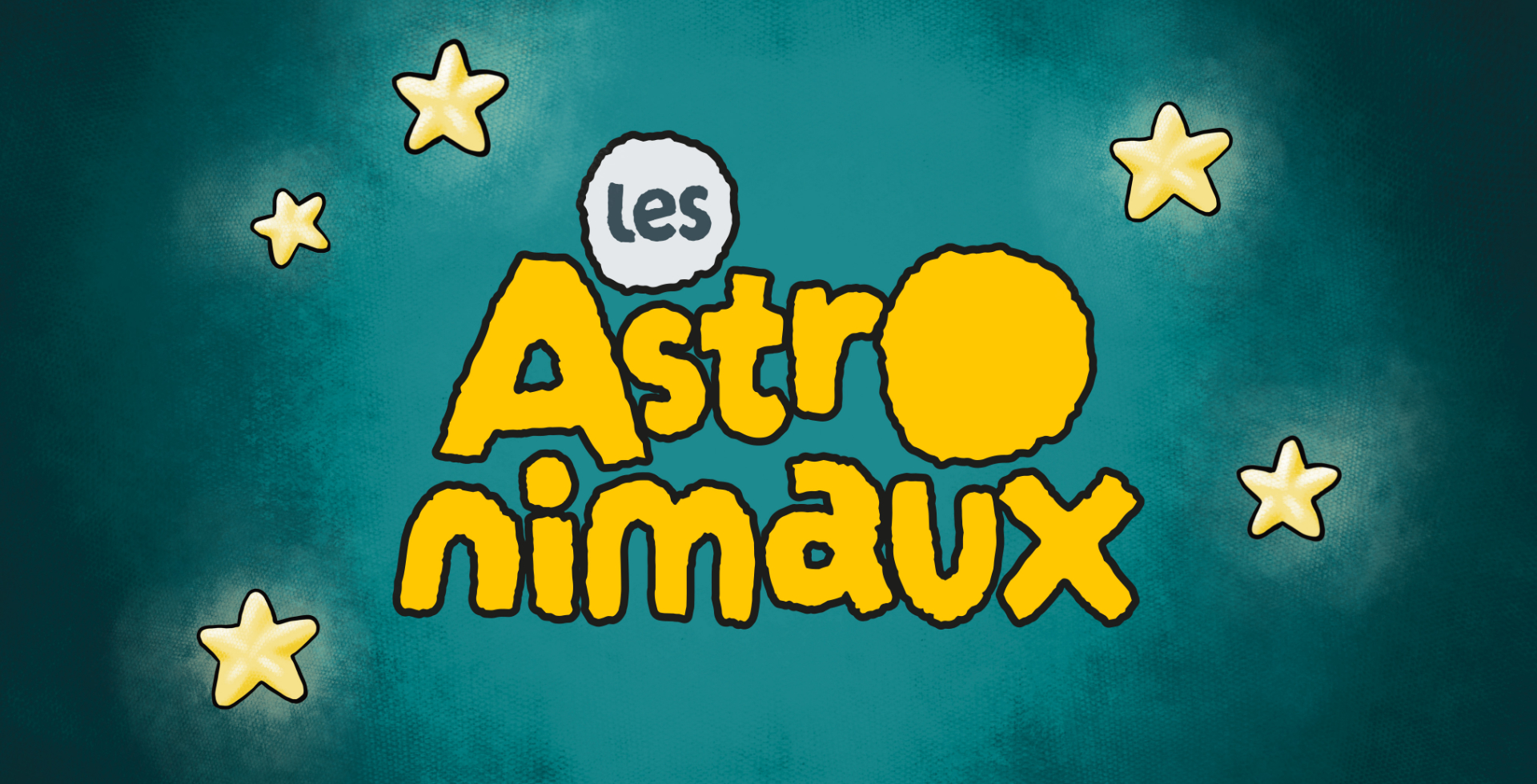 Logo Astronimaux sur fond étoilé